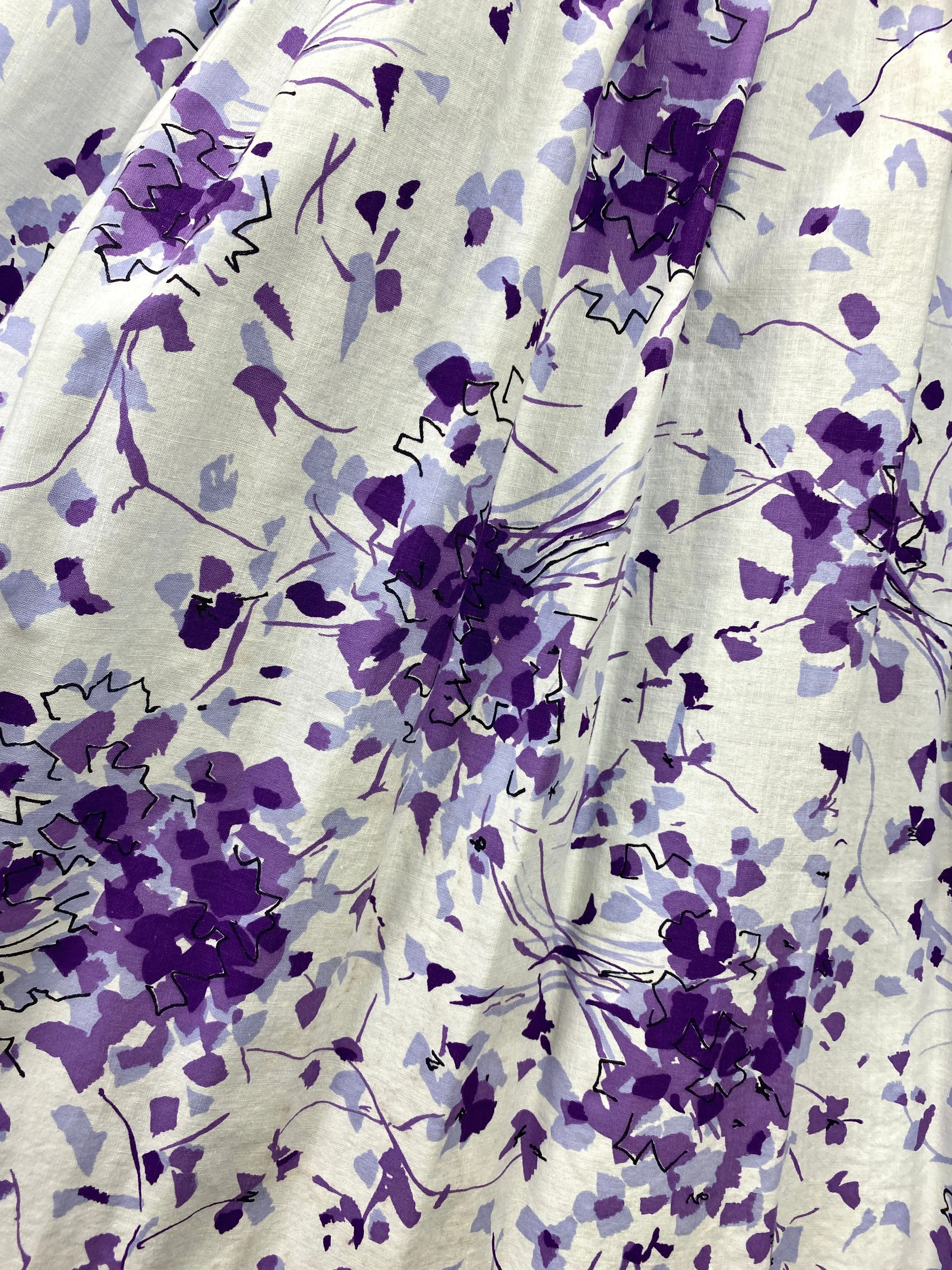Vintage 1950s Purple Cotton Print Skirt, Alex Colman, XS