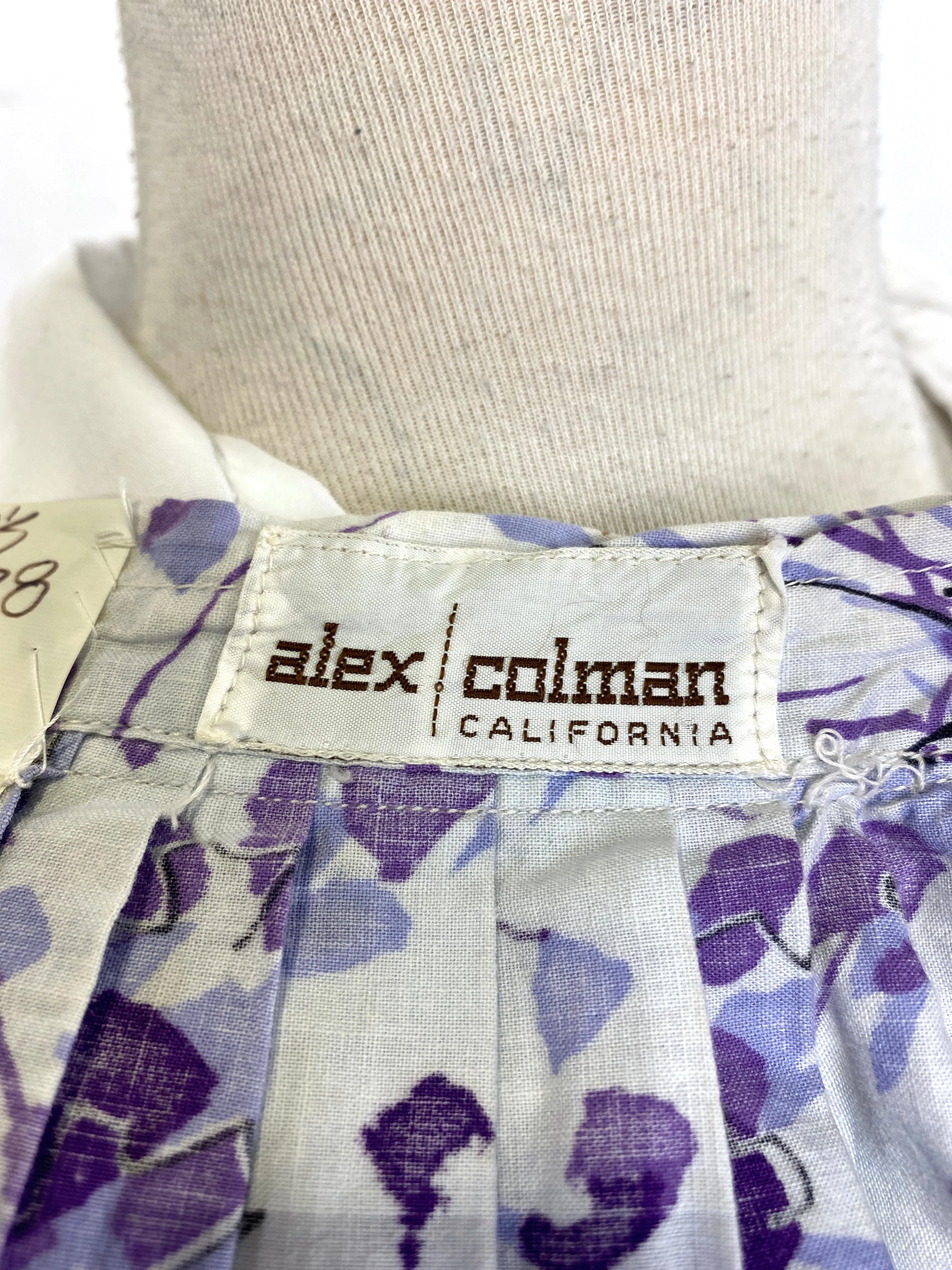 Vintage 1950s Purple Cotton Print Skirt, Alex Colman, XS