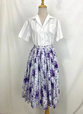 Vintage 1950s Purple Cotton Print Skirt, Alex Colman, XS