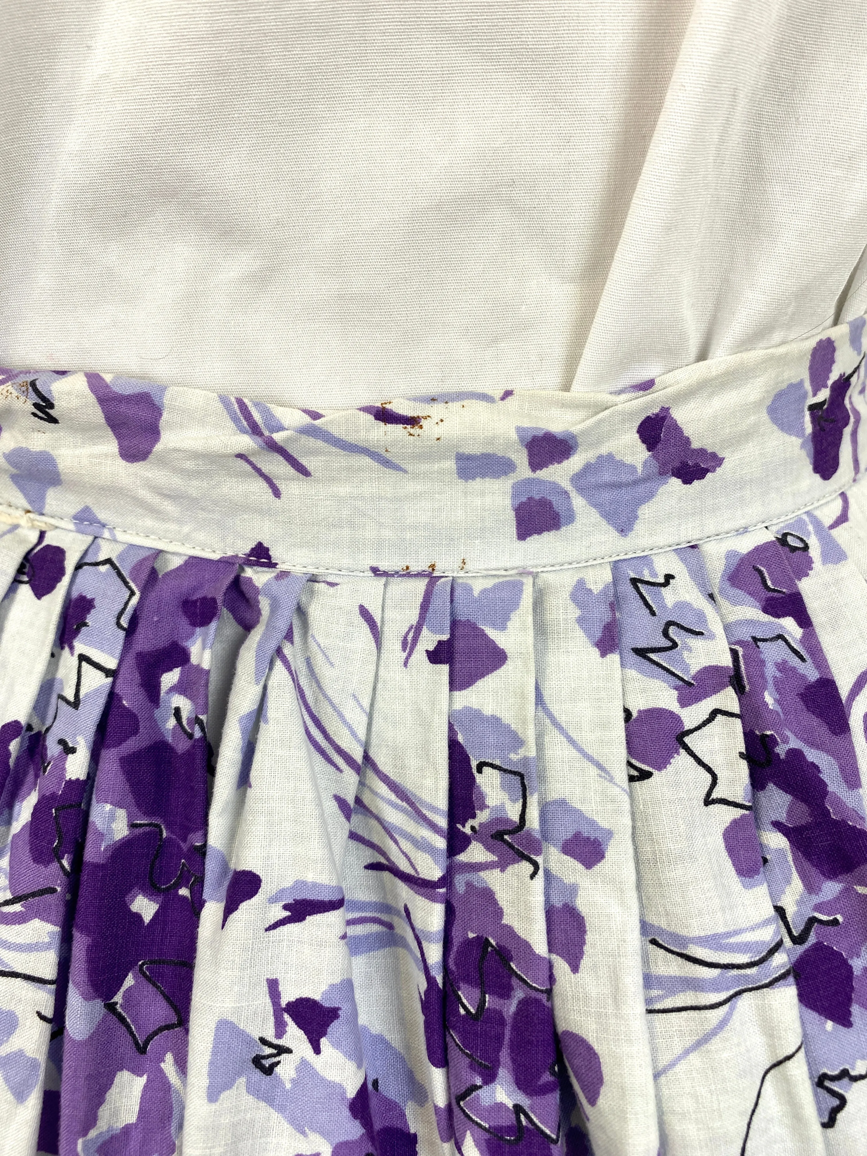 Vintage 1950s Purple Cotton Print Skirt, Alex Colman, XS