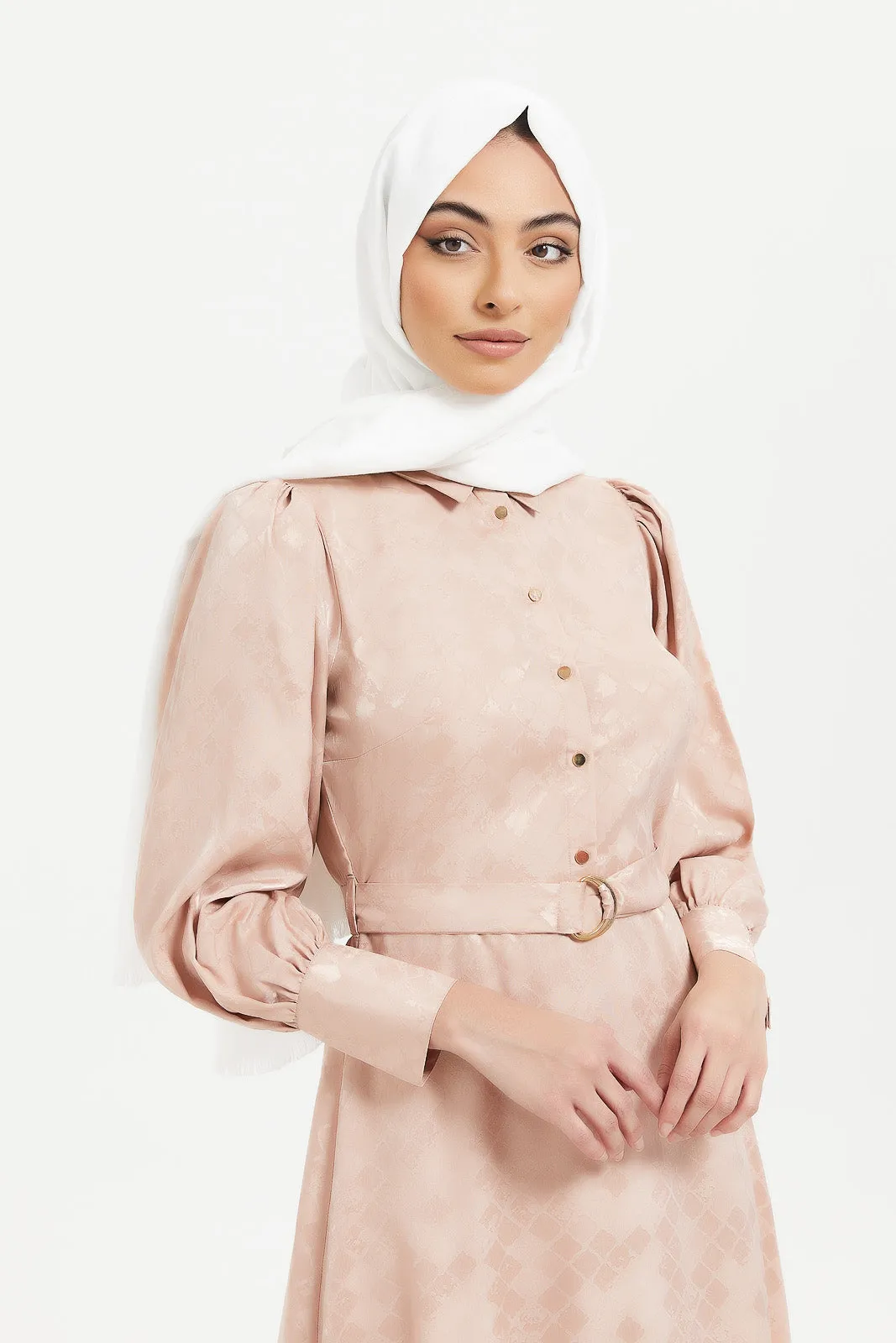 Women Beige Jacquard Maxi Dress