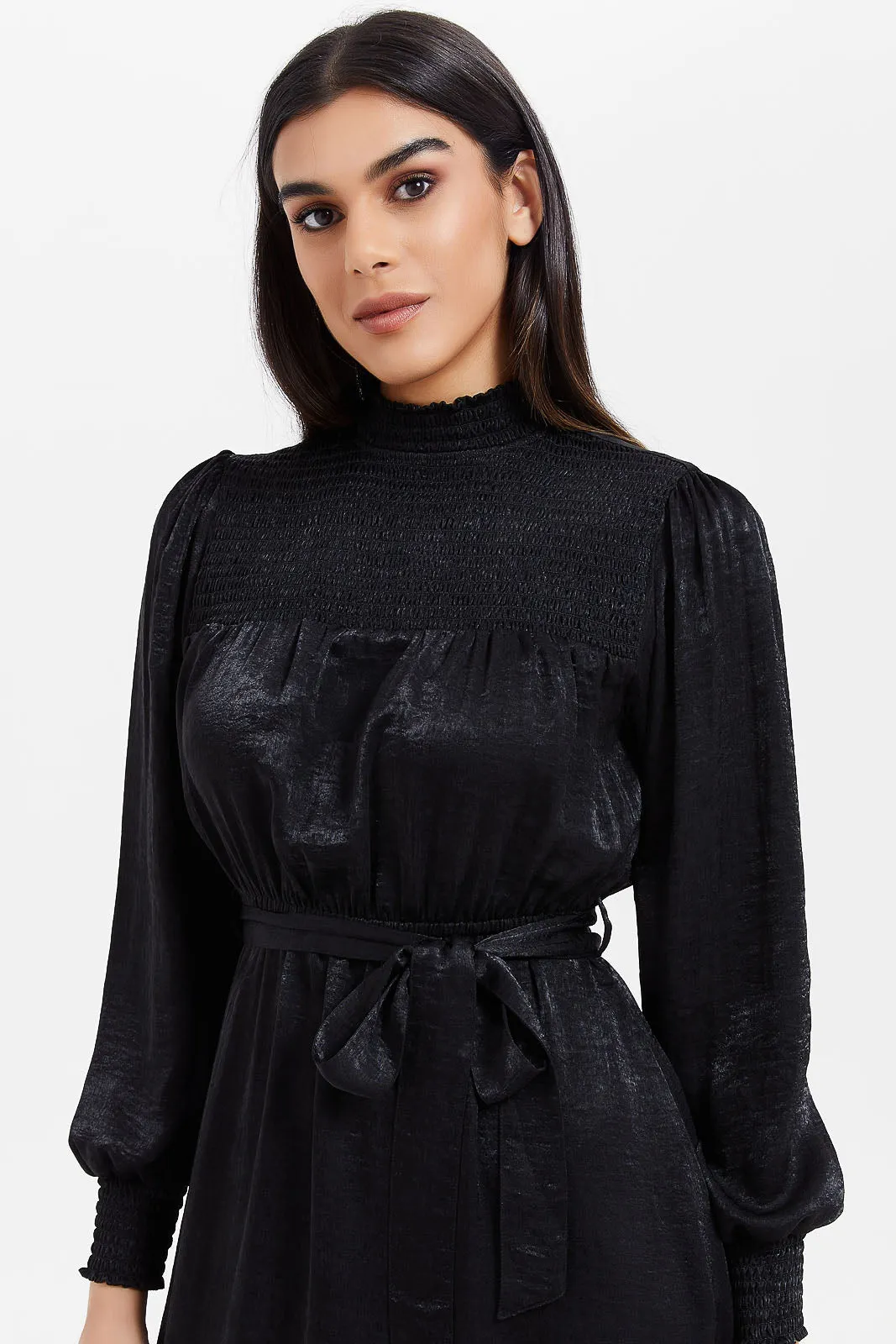 Women Black Belted Maxi Dress