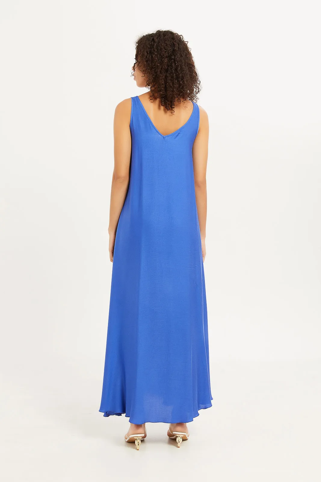 Women Blue Maxi Viscose Dress